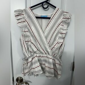 Draper James White and Red Striped Top